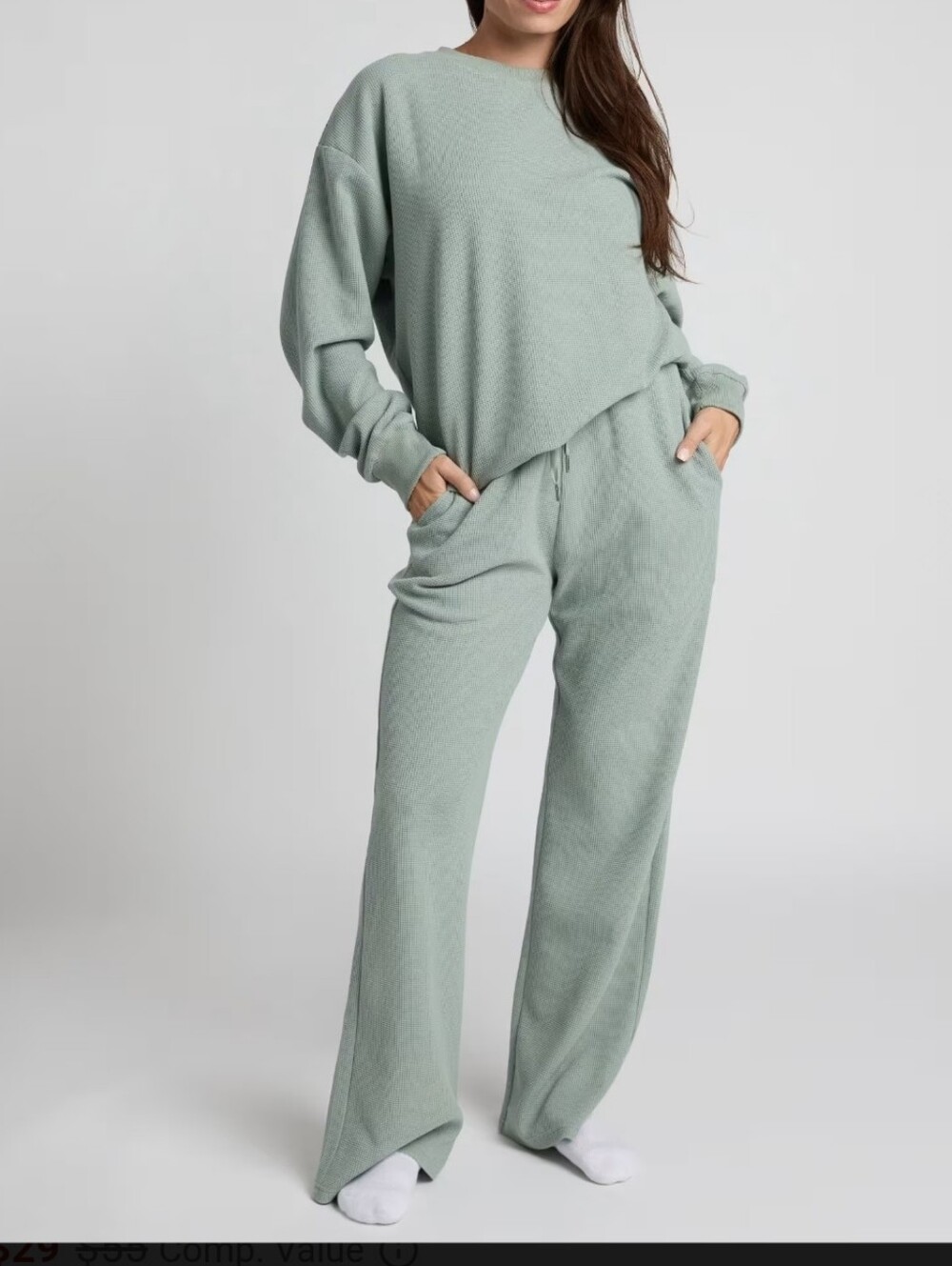 Relaxed Sage Green Two-Piece Lounge Pajama Set